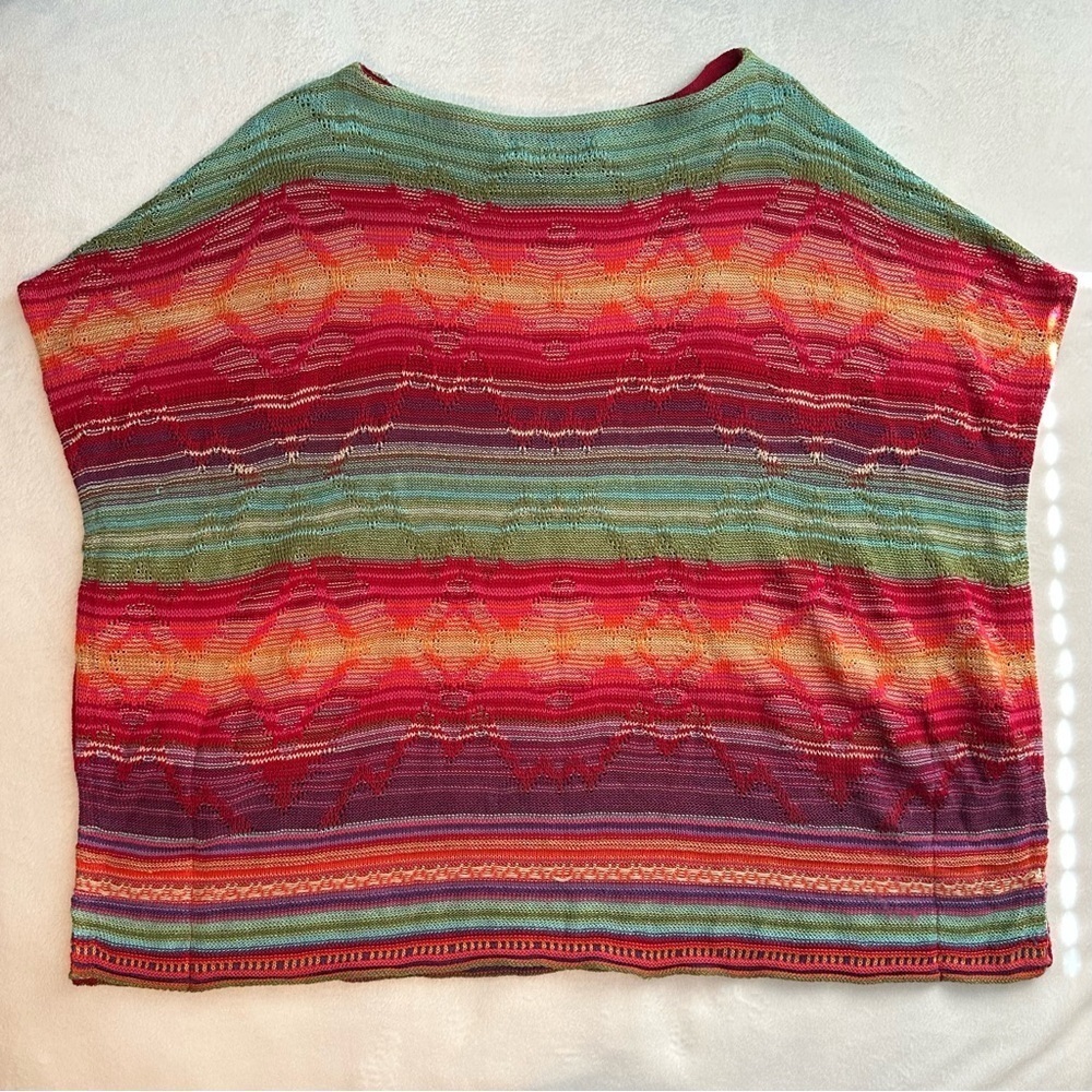 Lauren Ralph Lauren Womens Rainbow Linen Kaftan Top XL Poncho Aztec Southwest - Picture 4 of 8